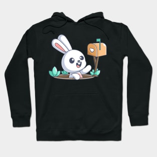 Happy cute bunny getting a love letter Hoodie